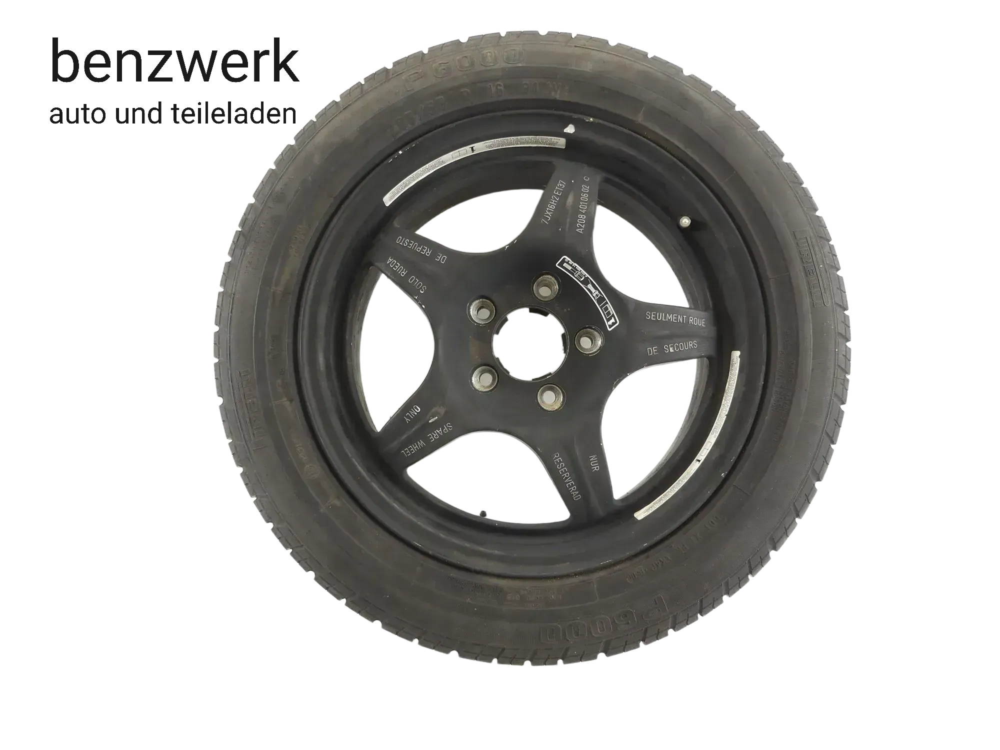 Mercedes CLK W208 Reserverad Alufelge 7x16 ET37 mit 225/55R16 2084010602 ✔️ - Bild 1