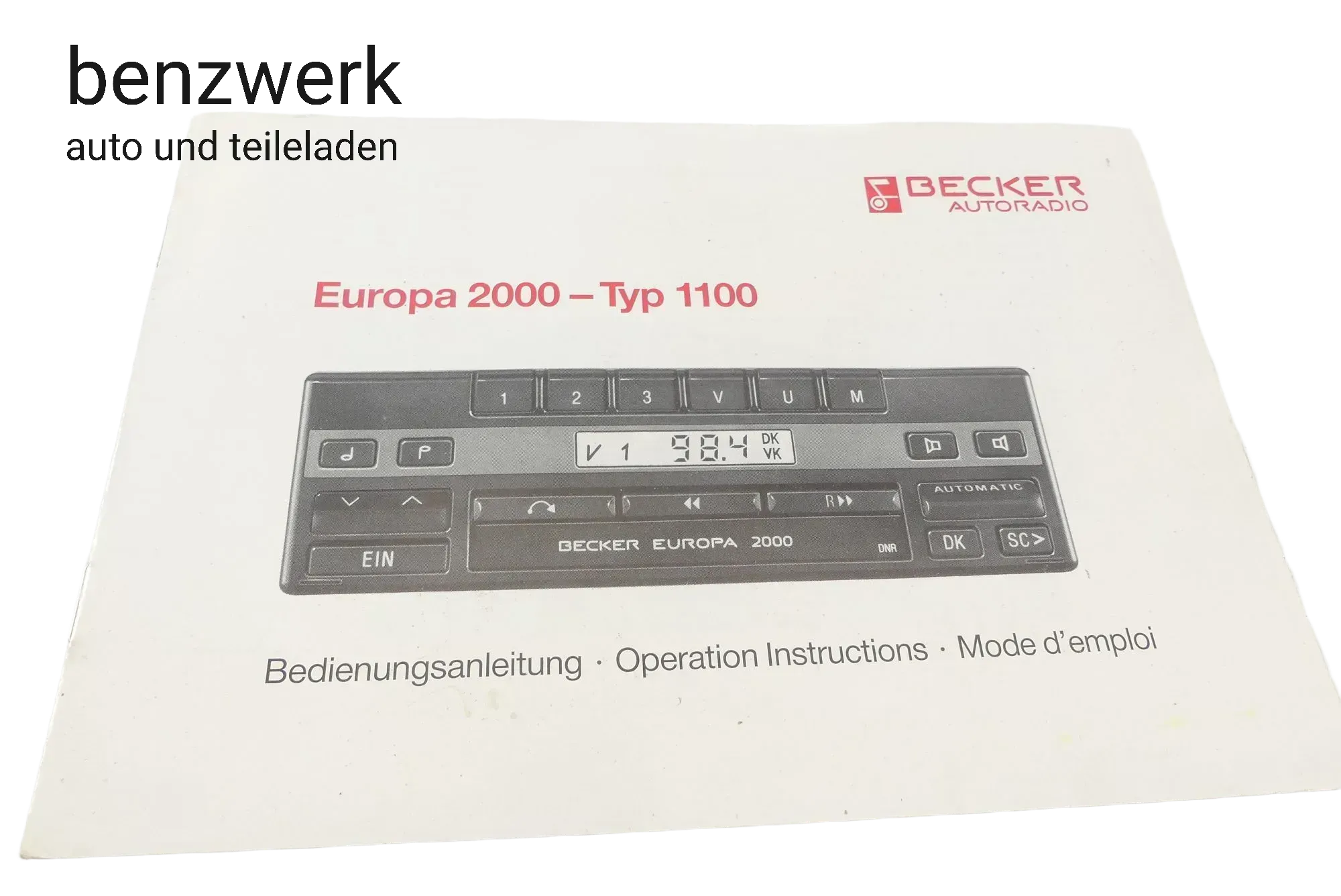 Becker Radio Europa 2000 Typ 1100 Bedienungsanleitung ✔️ - Bild 1