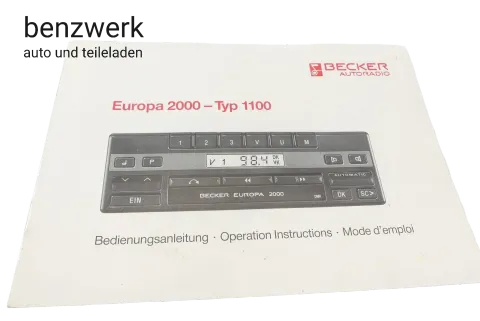 Becker Radio Europa 2000 Typ 1100 Bedienungsanleitung ✔️